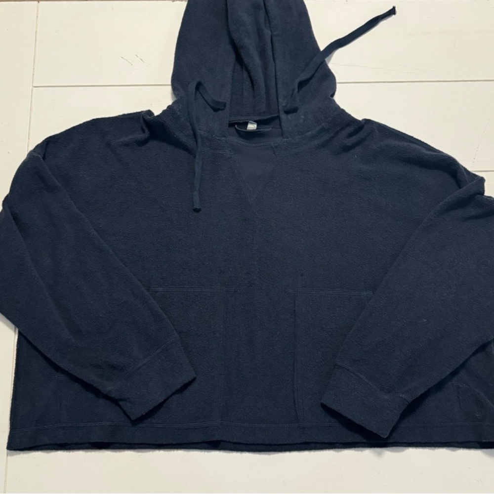 Free People Navy Blue Lightweight Hooded Sweatshirt